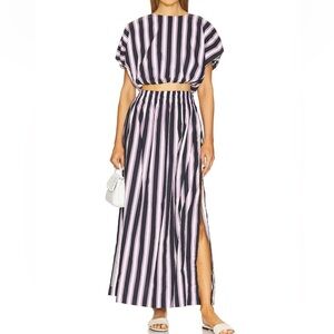 Mikoh Black and Pink Vertical Stripe Maxi Skirt with Side Slit